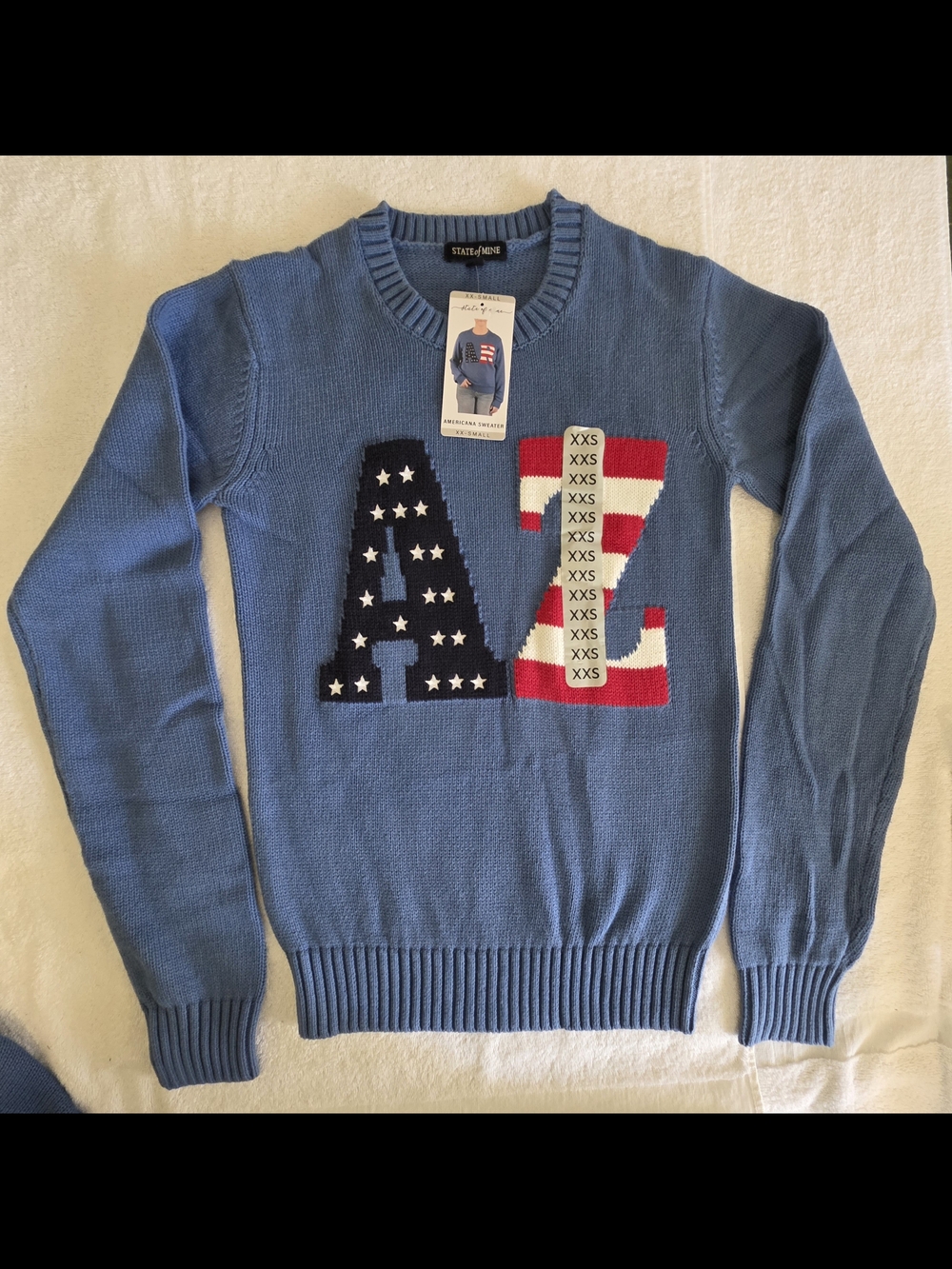 NWT State of Mine Americana Arizona Knit Sweater Blue XXS